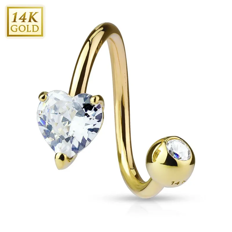 Piercing nombril Spirale Or 14 carats