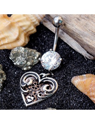 Piercing nombril coeur Steampunk