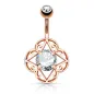 Piercing nombril filigrane tribal or rose