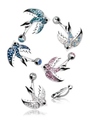 Piercing nombril Crystal Evolution Swarovski Hirondelle Titane