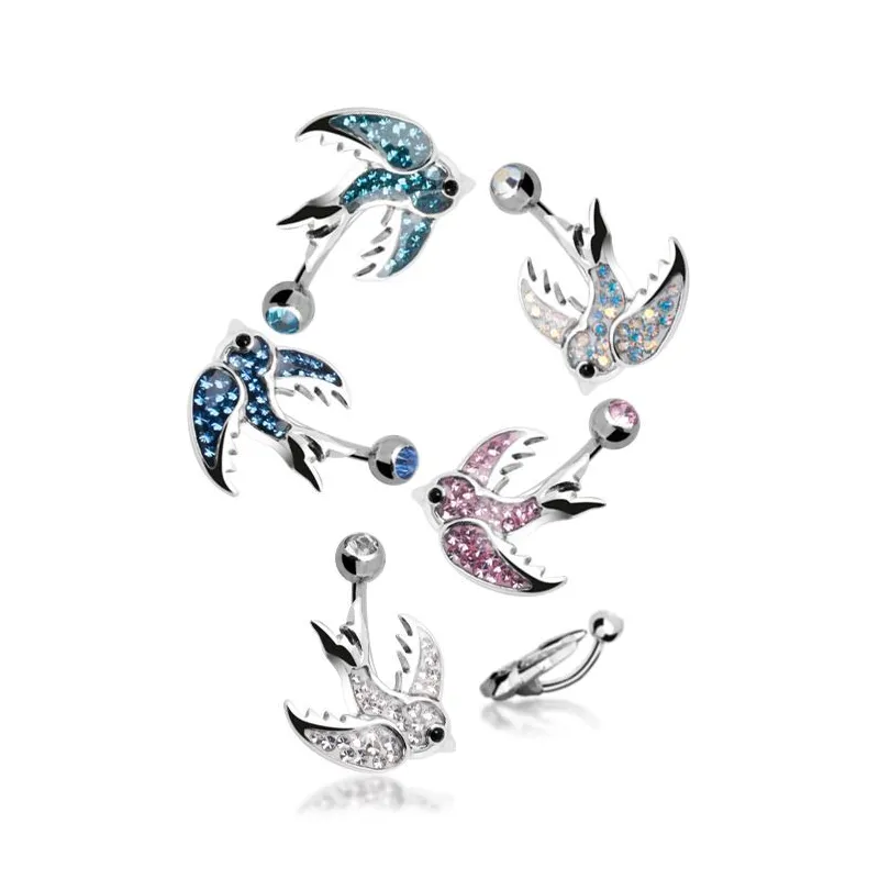 Piercing nombril Crystal Evolution Swarovski Hirondelle Titane