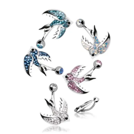 Piercing nombril Crystal Evolution Swarovski Hirondelle Titane