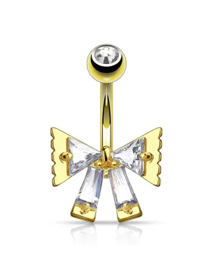 Piercing nombril ruban triangulaire plaqué or