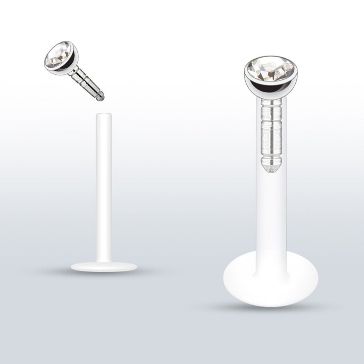 Piercing Labret PTFE Flexible Gemme
