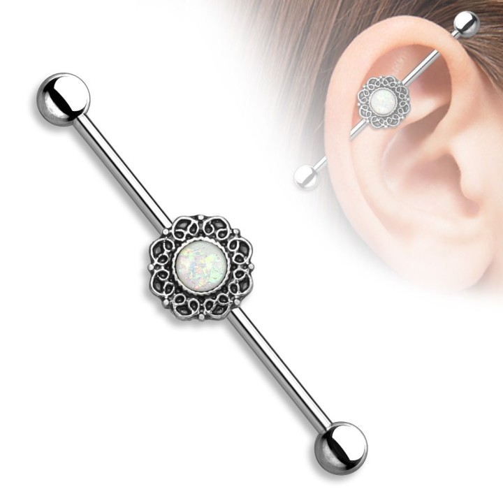 Piercing industriel filigrane opale