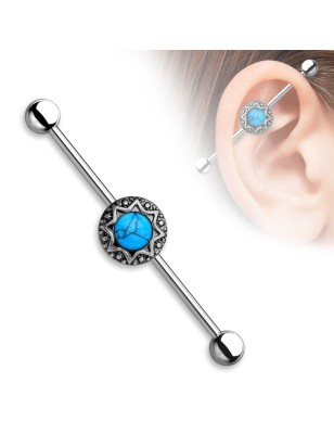 Piercing industriel tribal turquoise