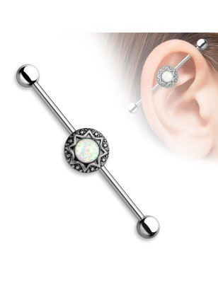 Piercing industriel tribal opale