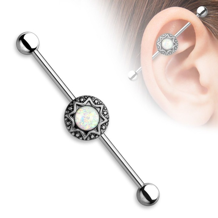 Piercing industriel tribal opale