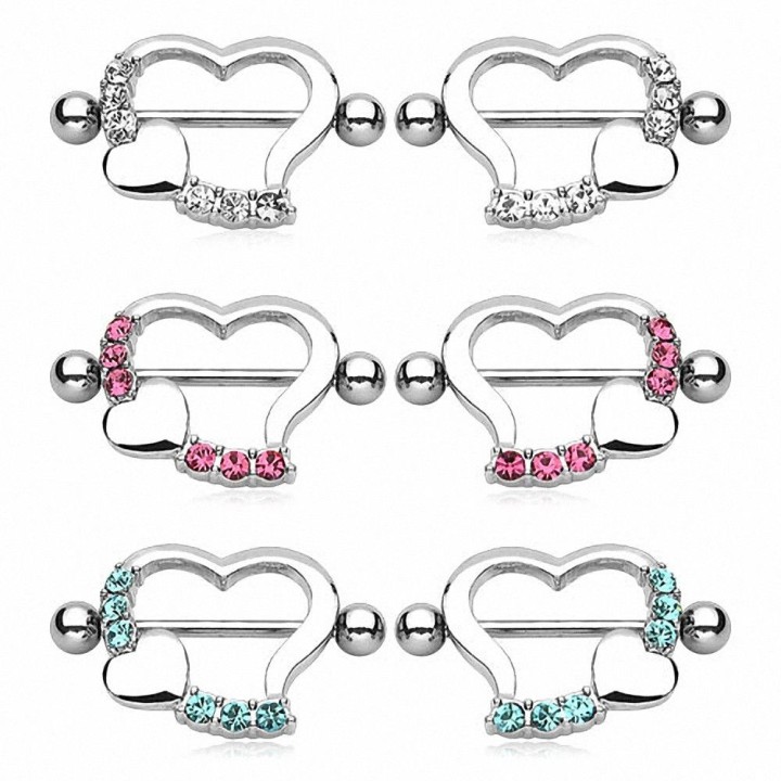 Paire de piercing téton bouclier coeur