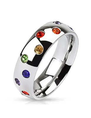 Bague LGBT gemmes rainbow