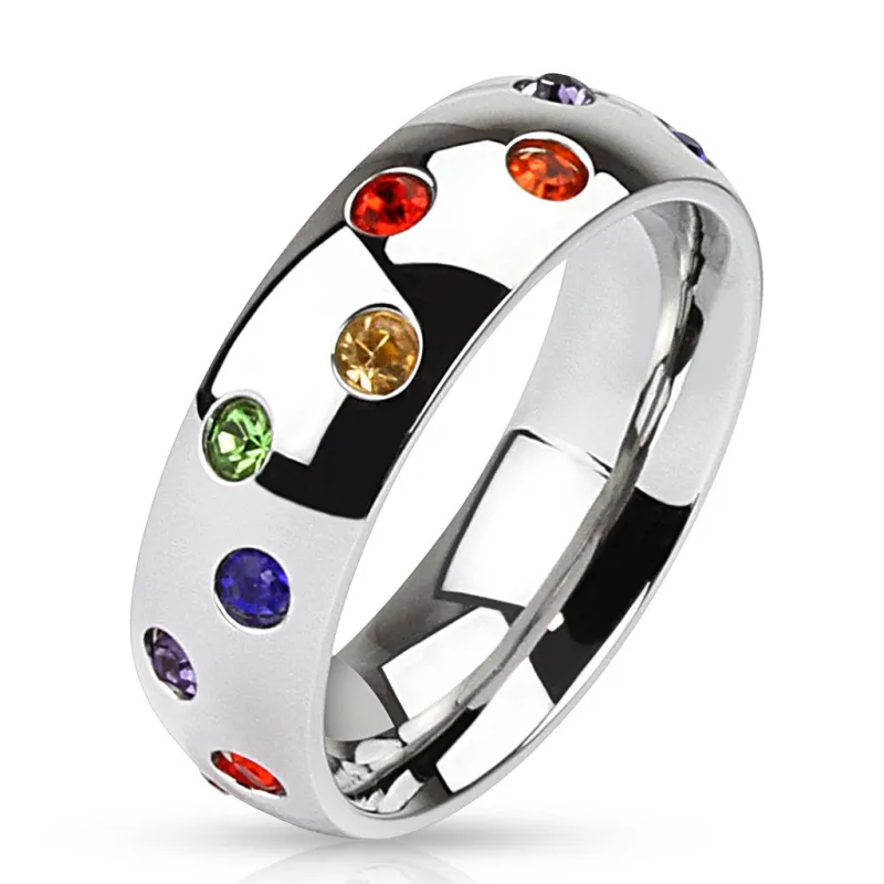 Bague LGBT gemmes rainbow