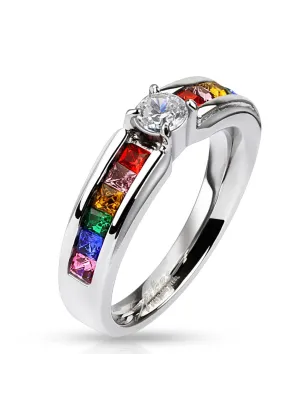 Bague femme LGBT gemmes rainbow