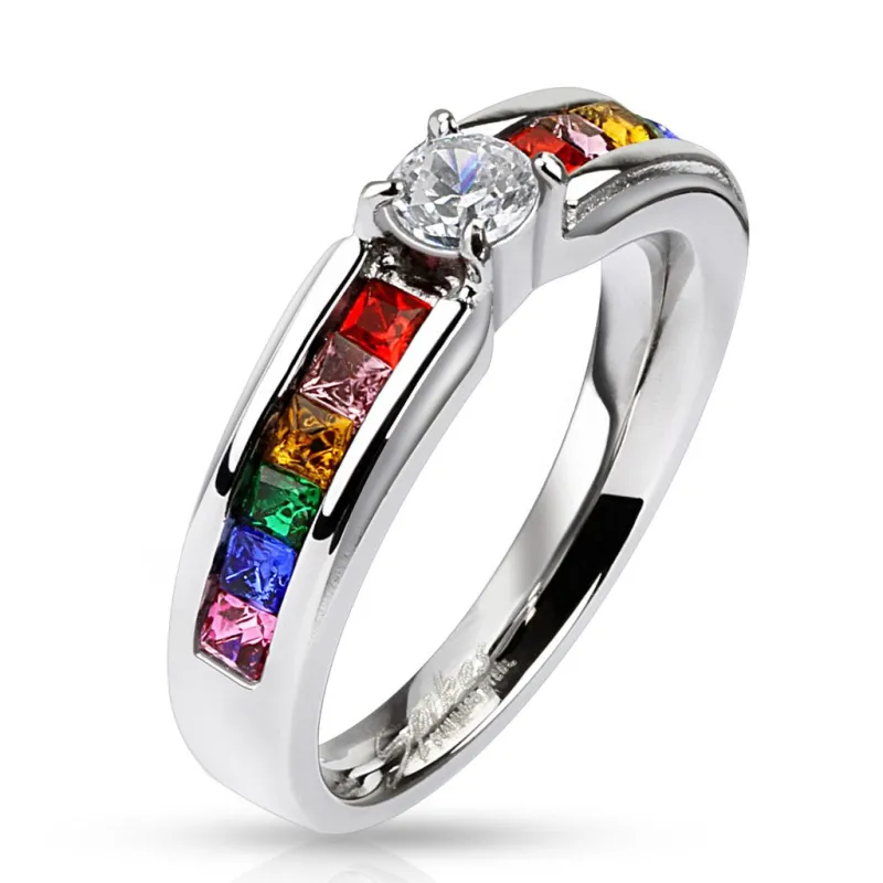 Bague femme LGBT gemmes rainbow