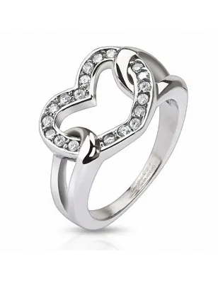 Bague femme coeur pavé de strass