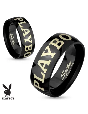 Bague Playboy en acier noir