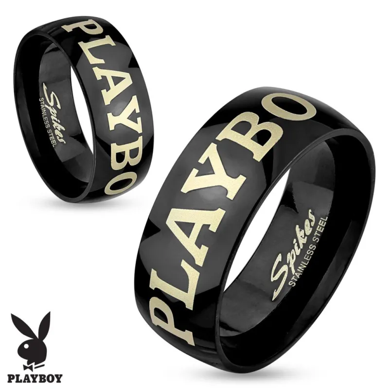 Bague Playboy en acier noir