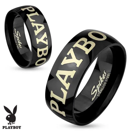 Bague Playboy en acier noir