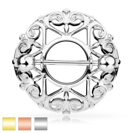 Piercing téton bouclier filigrane coeurs