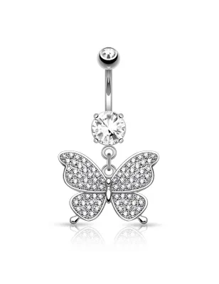 Piercing nombril papillon pavé de strass