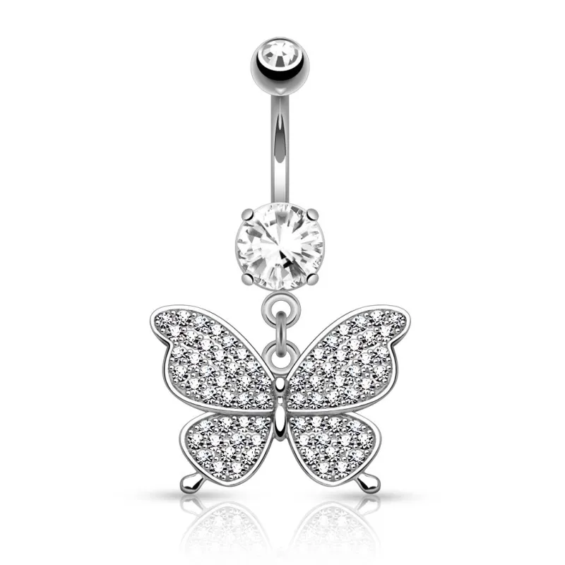 Piercing nombril papillon pavé de strass