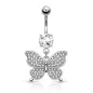 Piercing nombril papillon pavé de strass