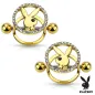 Paire de piercing téton Playboy bouclier plaqué or