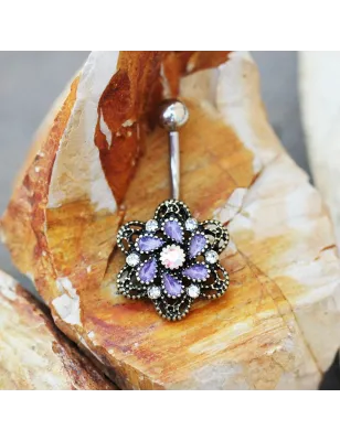 Piercing nombril camélia antique