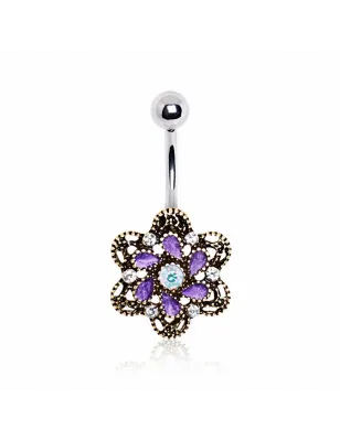 Piercing nombril camélia antique