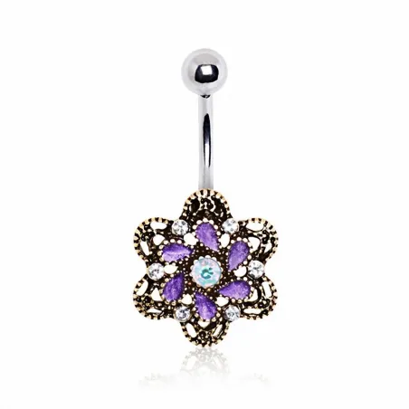 Piercing nombril camélia antique