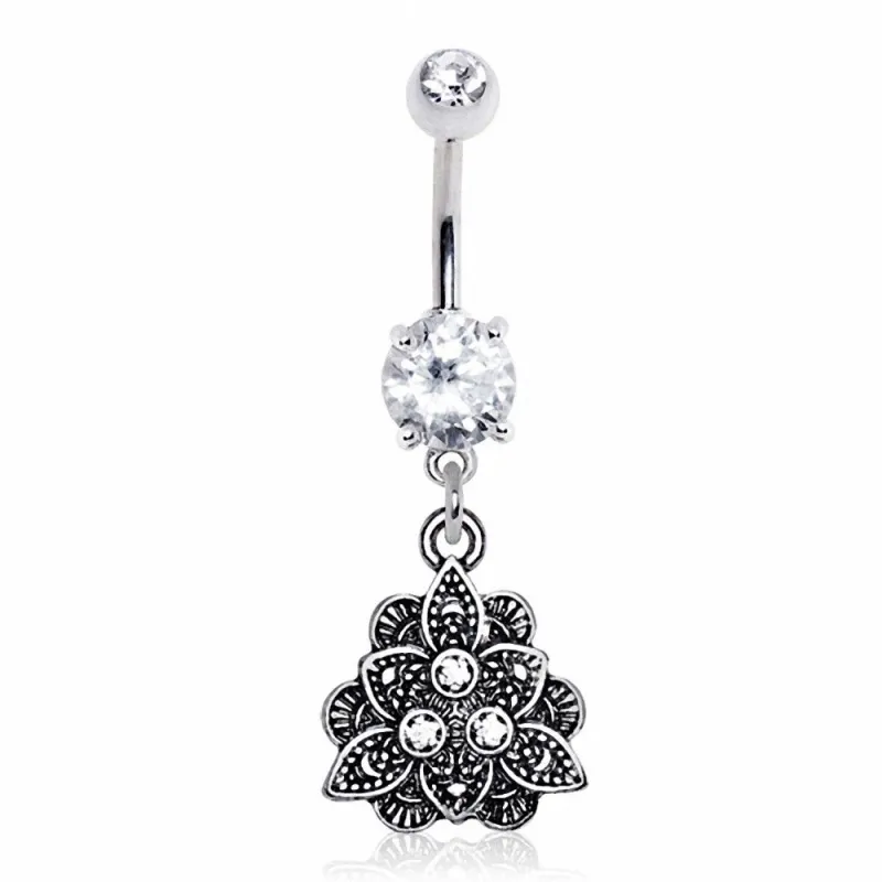 Piercing nombril fleur de lotus