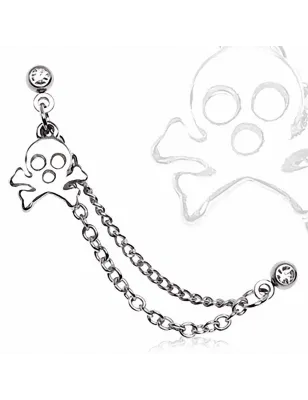 Double piercing cartilage oreille skull