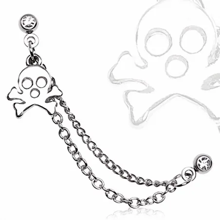 Double piercing cartilage oreille skull