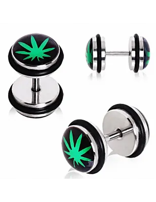 Faux Piercing Plug Oreille Cannabis