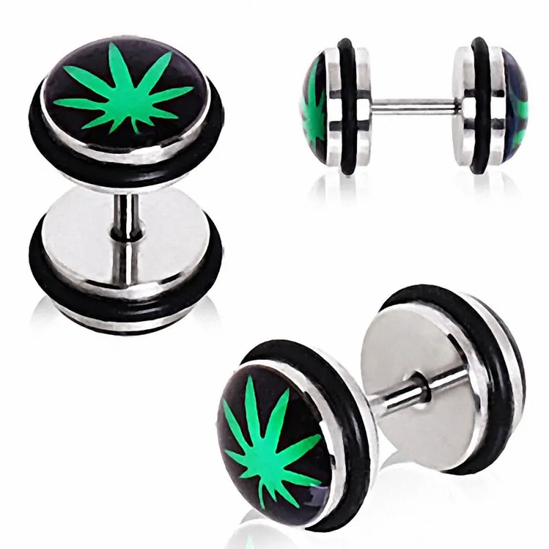 Faux Piercing Plug Oreille Cannabis