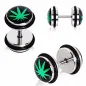 Faux Piercing Plug Oreille Cannabis