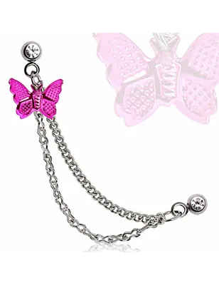 Double piercing cartilage oreille papillon