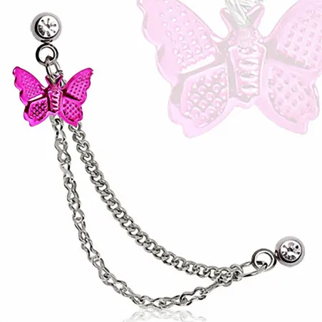 Double piercing cartilage oreille papillon