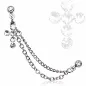 Double piercing cartilage oreille croix gemmes
