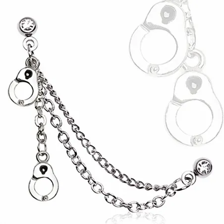 Double piercing cartilage oreille menottes