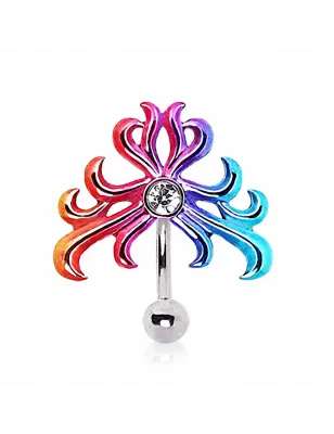 Piercing nombril inversé tribal multicolore