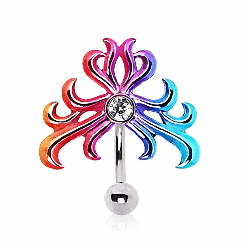 Piercing nombril inversé tribal multicolore