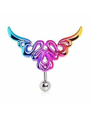 Piercing nombril inversé tribal multicolore strass