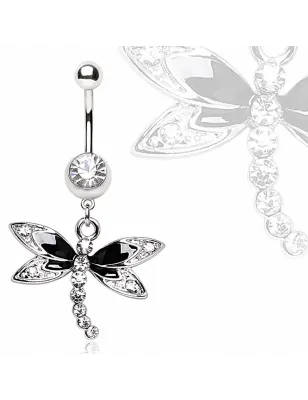 Piercing nombril libellule noire