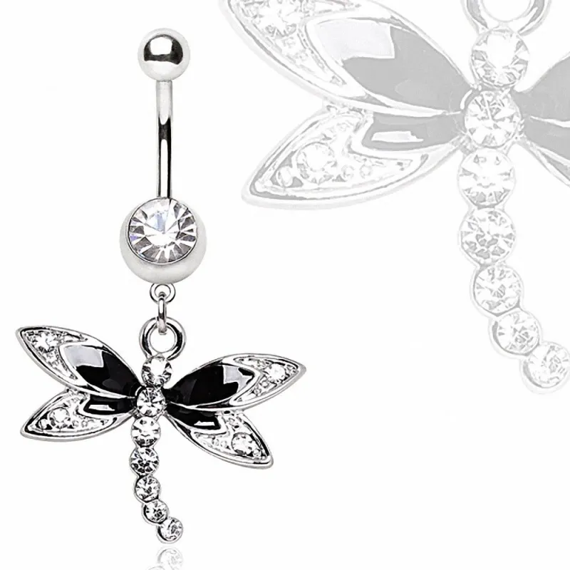 Piercing nombril libellule noire