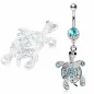 Piercing nombril tortue gemmes turquoise