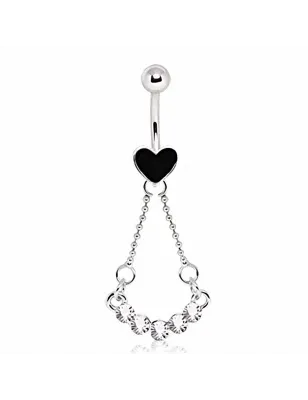 Piercing nombril coeur noir gemmes