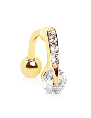 Piercing nombril inversé plaqué or zirconium