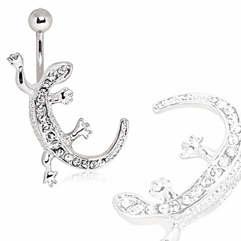 Piercing nombril lézard pavé de strass