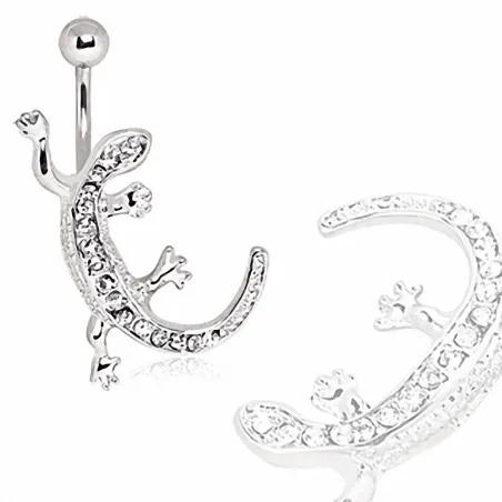 Piercing nombril lézard pavé de strass