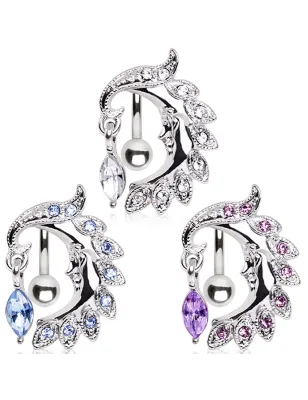 Piercing nombril inversé lune gemme